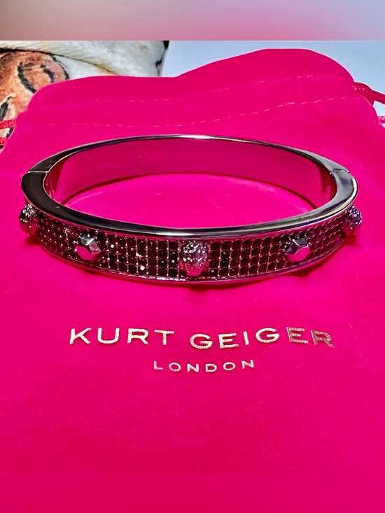 Kurt Geiger Jewelry - Kurt Geiger Gunmetal Crystal Accent Bangle with Stud Details NWT